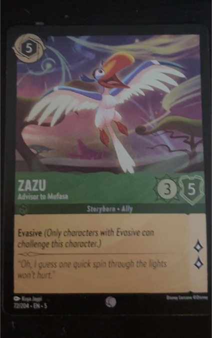 2024 Lorcana Shimmering Skies #72 Zazu Advisor to Mufasa — front