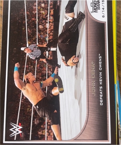 2016 Topps WWE Road to Wrestlemania #46 John Cena Defeats Kevin Owens — front