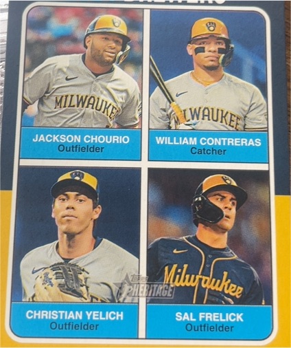 2024 Topps Heritage High Number #75TQ-9 Milwaukee Brewers Team Quads Jackson Chourio William Contreras Christian Yelich Sal Frelick — front