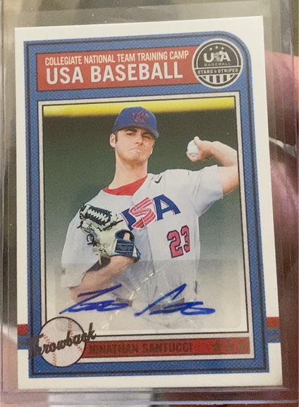 2025 Panini USA Baseball Stars and Stripes #6 Jonathan Santucci Throwback Signatures — front