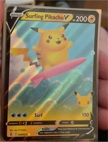 2021 Pokémon Celebrations #008/025 Surfing Pikachu V — front