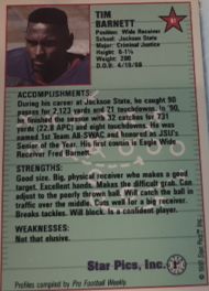 1991 Star Pics Football #90 Tim Barnett — front