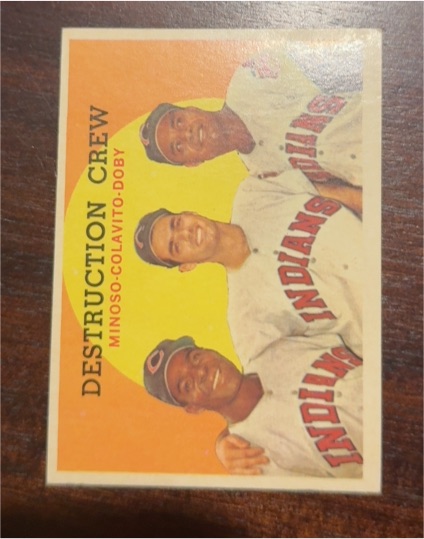 1959 Topps #166 Destruction Crew Minoso/Colavito/Doby — front