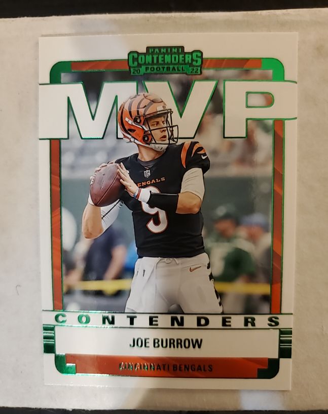 2022 Panini Contenders MVP Contenders Emerald #MVP-JBU Joe Burrow — front