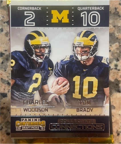 2015 Panini Contenders Draft Picks #13 Charles Woodson / Tom Brady — front