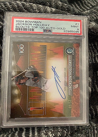 2024 Bowman #1 Jackson Holliday Scouts' Top 100 Auto-Gold — front