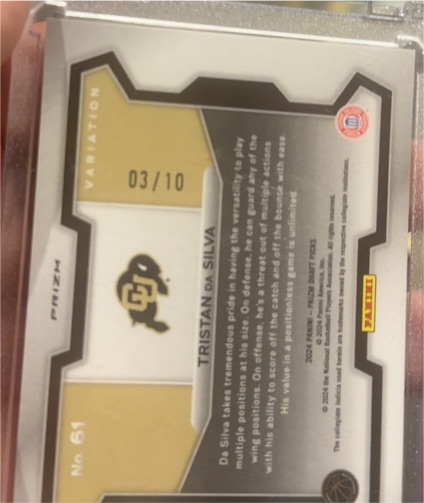2024 Panini Prizm Draft Picks #61 Tristan da Silva Variation — front
