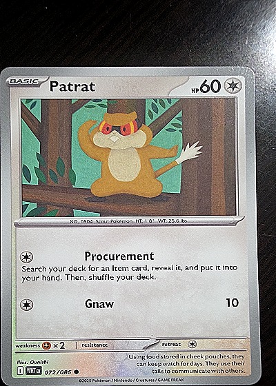 2025 Pokemon Scarlet & Violet White Flare #072 Patrat — front