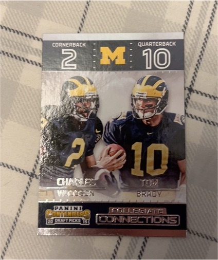 2015 Panini Contenders Draft Picks Collegiate Connections #13 Charles Woodson Tom Brady — front
