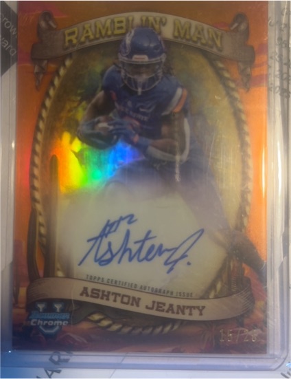 2024 Bowman University Chrome #RM-AJ Ashton Jeanty Ramblin’ Man Autographs — front