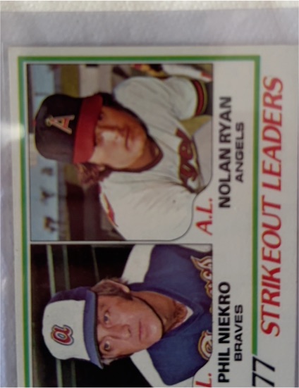 1978 Topps #206 1977 Strikeout Leaders Nolan Ryan / Phil Niekro — front