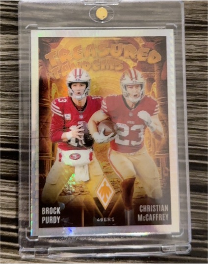 2024 Panini Phoenix #TT-SF Treasured Tandems Brock Purdy, Christian McCaffrey — front