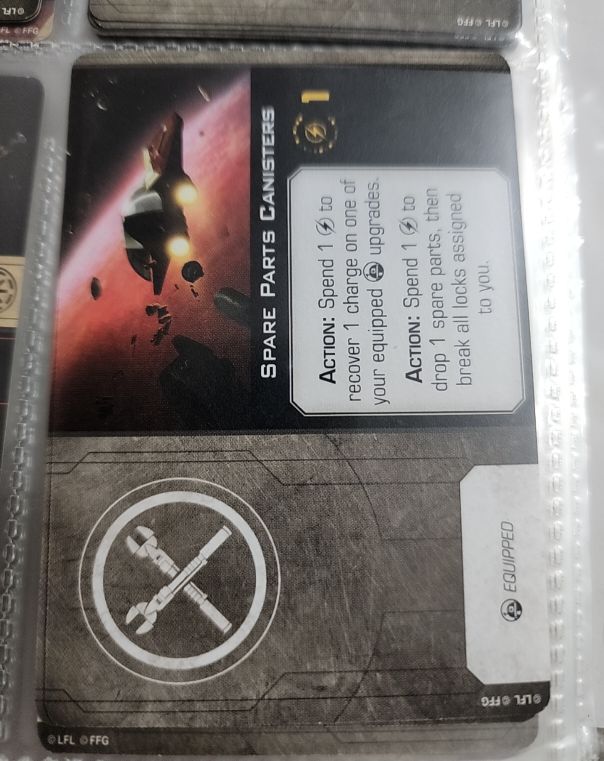 Star Wars X-Wing Miniatures 2019 Spare Parts Canisters Upgrade Card — front