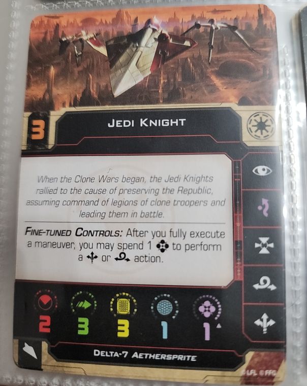 Star Wars: X-Wing 2nd Edition Jedi Knight Delta-7 Aethersprite Pilot Card — front