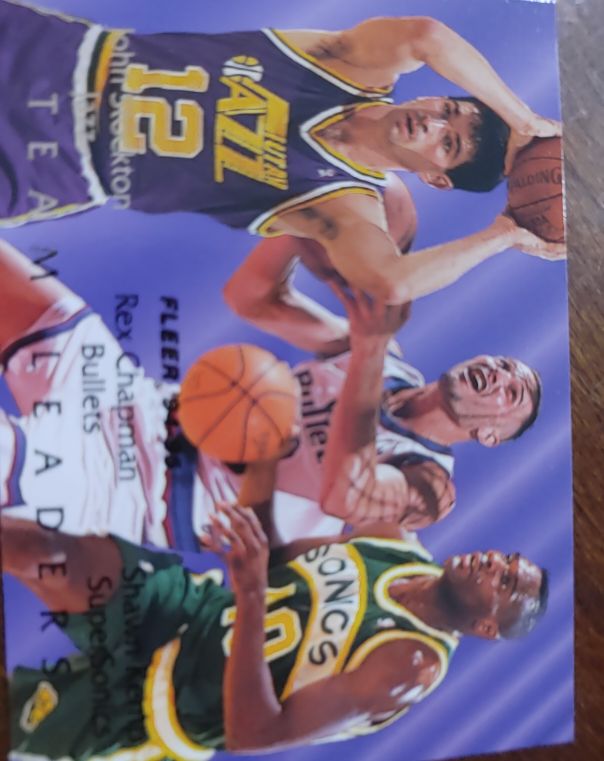 1994-95 Fleer #9 John Stockton / Rex Chapman / Shawn Kemp Team Leaders — front