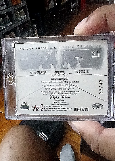 2004 Skybox Fresh Ink Game Breakers #GB-KG/TD Kevin Garnett Tim Duncan — back