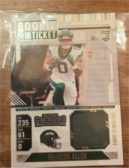 2024 Panini Contenders Football #RTS-BAN Braelon Allen Rookie Ticket Swatch — front
