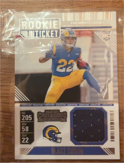 2024 Panini Contenders Rookie Ticket Patch #RTS-BCM Blake Corum — front