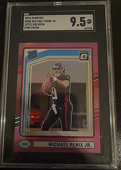2024 Donruss #308 Michael Penix Jr. Optic Preview Pink Prizm — front