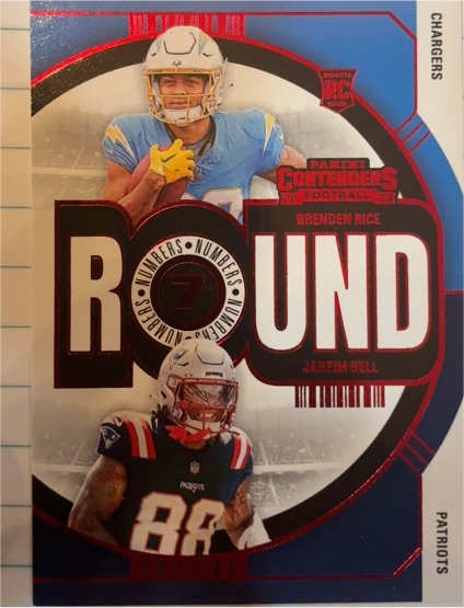 2024 Panini Contenders #22 Brenden Rice / Jaheim Bell Round Numbers Red Parallel Rookie Card — front