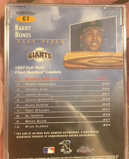 1998 Topps Chrome Clout Nine #C7 Barry Bonds — front