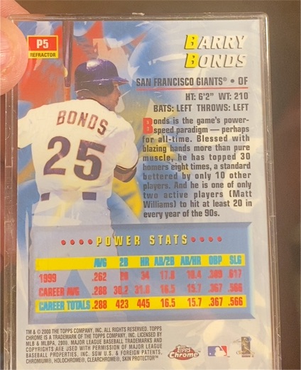 1999 Topps Chrome Power Player Refractor #P5 Barry Bonds — front