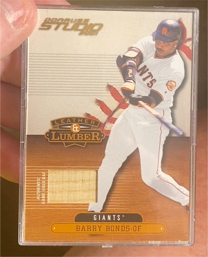 2001 Donruss Studio Leather & Lumber #LL25 Barry Bonds — front