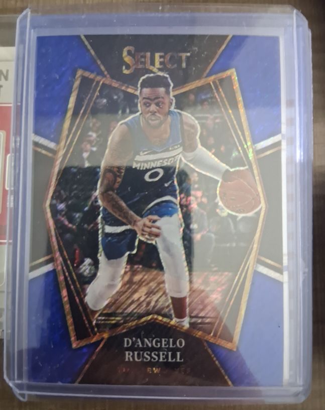 2021-22 Panini Select Premier Level Blue Shimmer Prizm #196 D'Angelo Russell — front