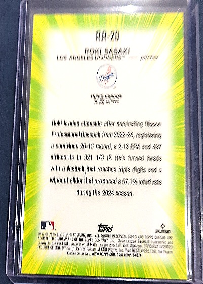 2025 Topps Chrome Radiating Rookies #RR-20 Roki Sasaki — back