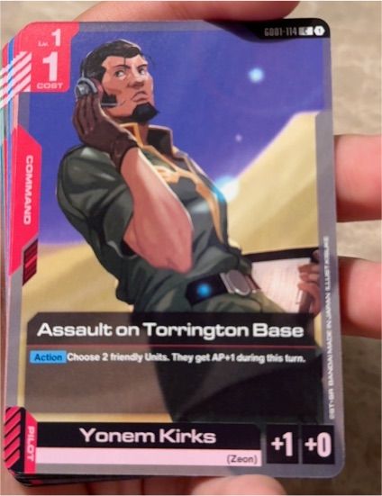 Gundam Card Game GD01 Newtype Rising #GD01-114 Assault on Torrington Base Yonem Kirks — front
