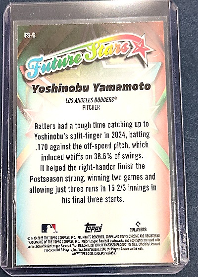 2025 Topps Chrome Future Stars #FS-6 Yoshinobu Yamamoto — back
