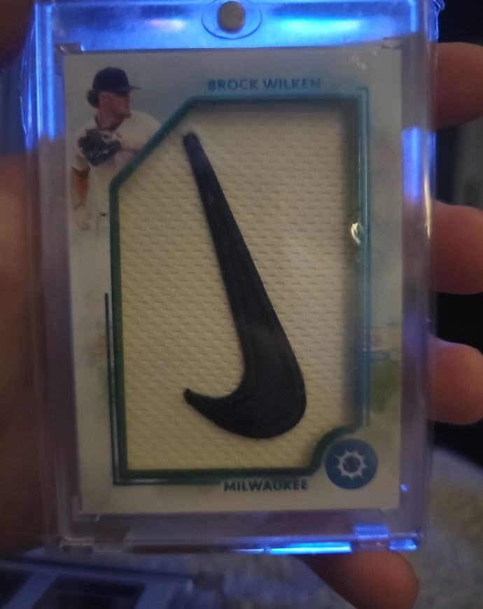 2022 Panini Immaculate Collection Brock Wilken Nike Swoosh Patch — front