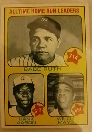 1973 Topps #1 All-Time Home Run Leaders Babe Ruth / Hank Aaron / Willie Mays — front