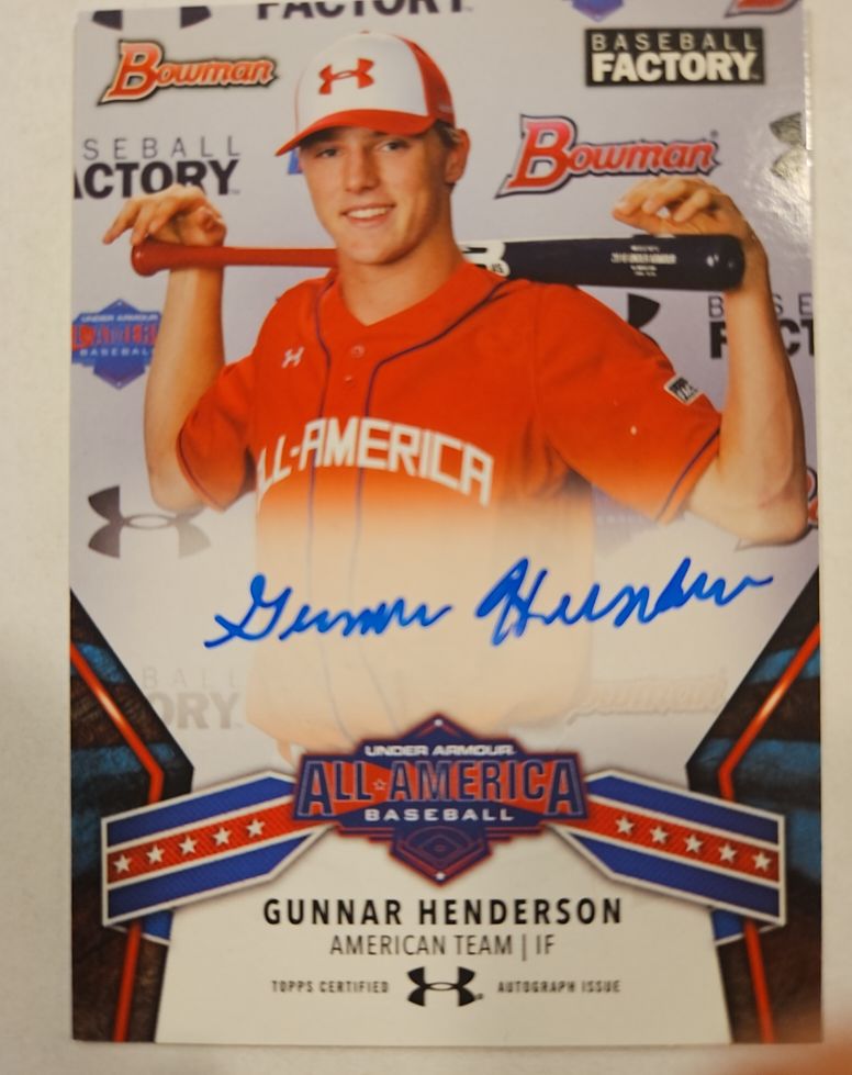 2018 Bowman Under Armour All America #UAA-20 Gunnar Henderson — front