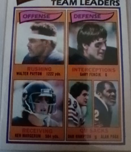 1982 Topps #292 Chicago Bears Team Leaders Walter Payton Fencik Margerum Hampton Page — front