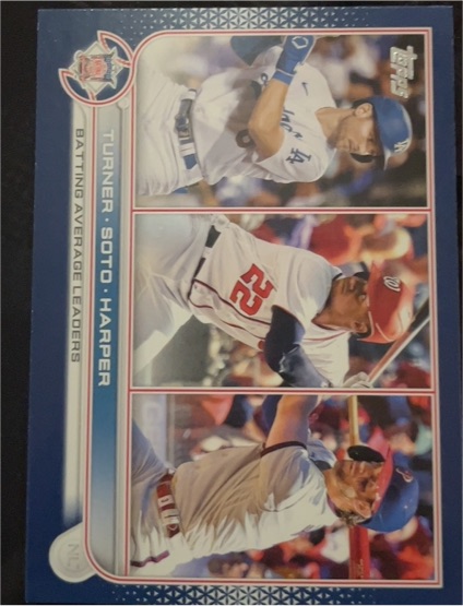 2022 Topps #59 NL Batting Average Leaders Trea Turner Juan Soto Bryce Harper — front