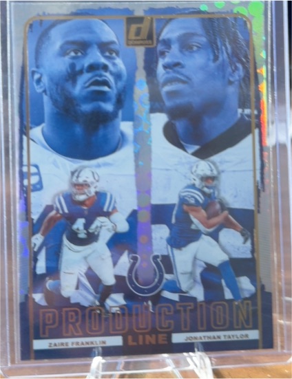 2024 Donruss #15 Zaire Franklin / Jonathan Taylor Production Line — front