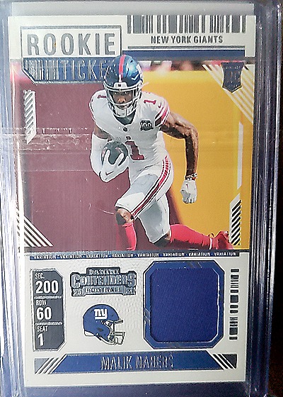 2024 Panini Contenders #RTS-MNS Malik Nabers Rookie Ticket Patch Giants Variation — front