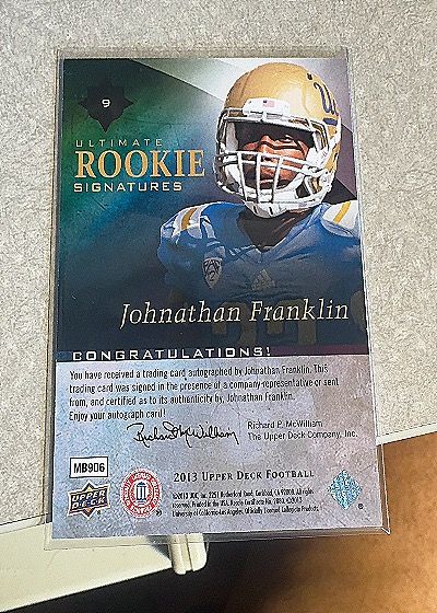 2013 Upper Deck Ultimate Collection #9 Johnathan Franklin — back