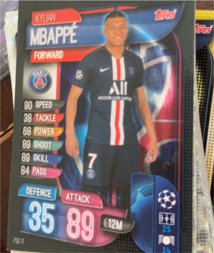 2019-20 Topps Match Attax UEFA Champions League #PSG11 Kylian Mbappe — front
