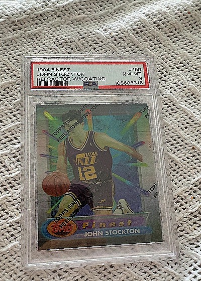1994 Topps Finest #150 John Stockton Refractor — front