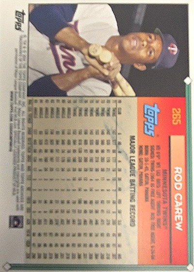 2024 Topps Archives #265 Rod Carew — back
