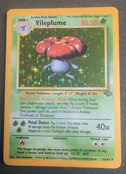 1999 Pokemon Jungle #15 Vileplume Holo — front