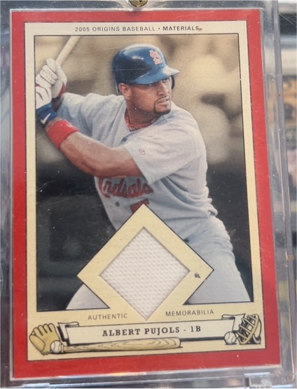 2005 Upper Deck Origins Materials #PB-AP Albert Pujols — front