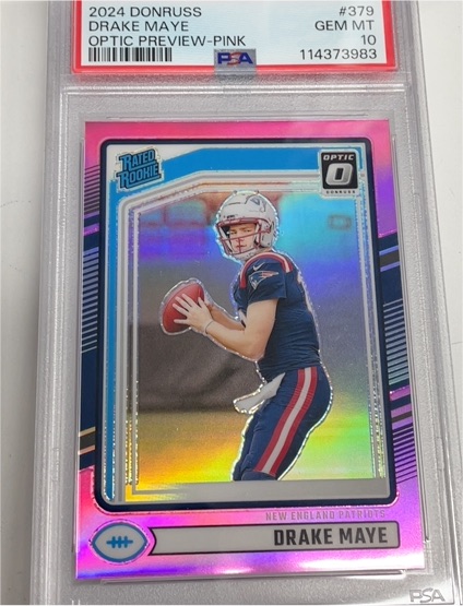 2024 Donruss #379 Drake Maye Optic Preview Pink — front