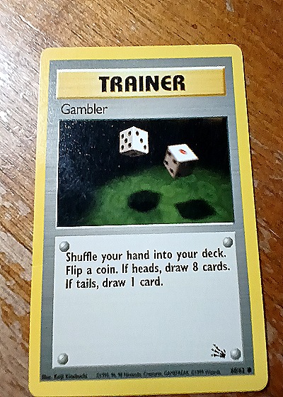1999 Pokemon Fossil #60 Gambler — front