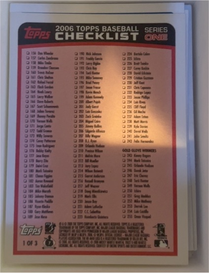 2006 Topps Baseball #Checklist Series One — front