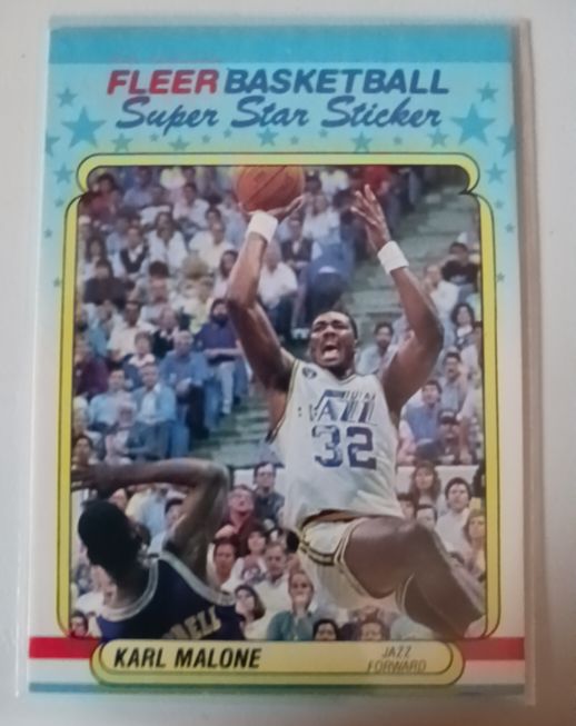 1988-89 Fleer #8 Karl Malone Super Star Sticker — front