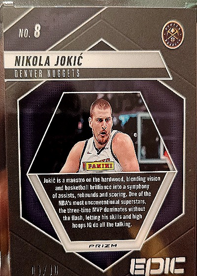 2022-23 Panini Mosaic #8 Nikola Jokić — back