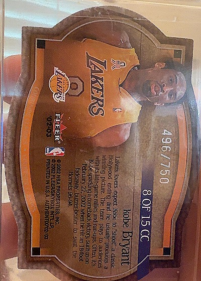2002-03 Fleer Authentix Courtside Classics #8 Kobe Bryant — back